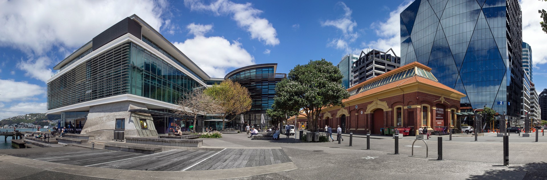 Downtown Wellington. City of Wellington New Zealand. Old and new architecture at Lambton Harbor,